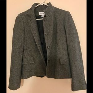 Calvin Klein tweed blazer pleated with buttons
